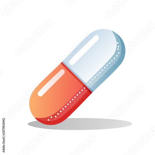 Red and blue capsule pill vector illustration