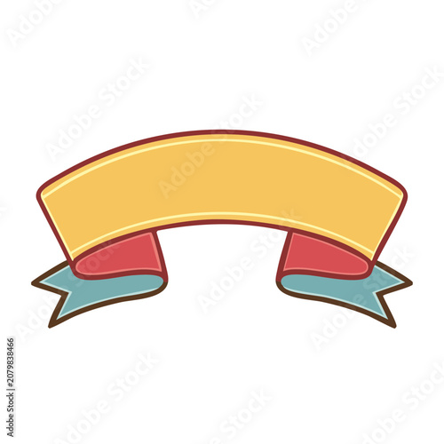 Yellow ribbon banner with red and blue accents