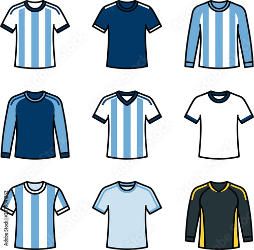 Soccer jerseys vector illustration set on a white background