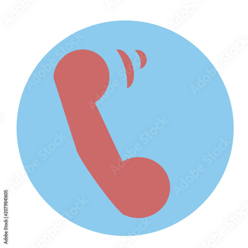 Modern blue circle phone call icon vector. Perfect contact us button graphic for websites and UI design.