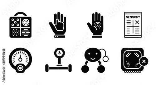 Cuadro en lienzo Sensory processing disorder assessment tools and icons.