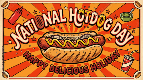 Vibrant celebration graphic _ National Hotdog Day