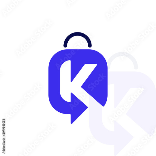 Modern letter k shopping bag logo concept with shopping ecommerce monogram