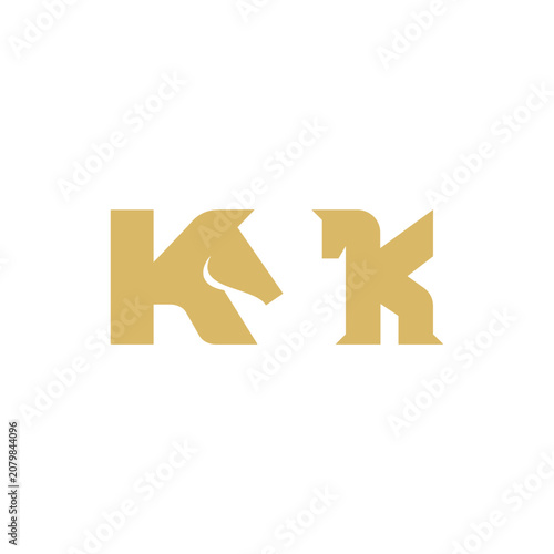 Minimalist letter k logo combined with horse head silhouette, equestrian