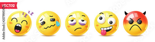 Photos Emoji faces clipart set