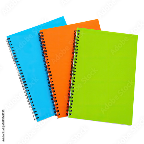 Colorful Spiral Notebook Collection Mockup Set Isolated on Transparent Background, Generative AI