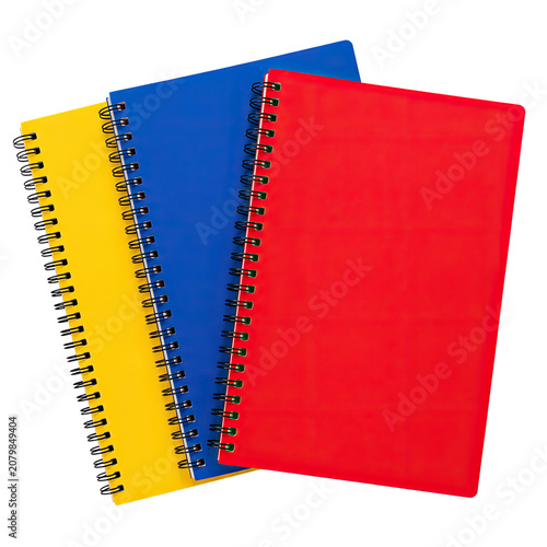 Colorful Spiral Notebook Collection Mockup Set Isolated on Transparent Background, Generative AI