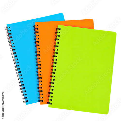 Colorful Spiral Notebook Collection Mockup Set Isolated on Transparent Background, Generative AI