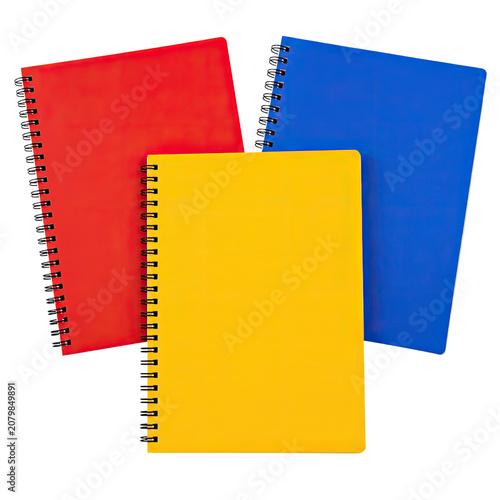 Colorful Spiral Notebook Collection Mockup Set Isolated on Transparent Background, Generative AI