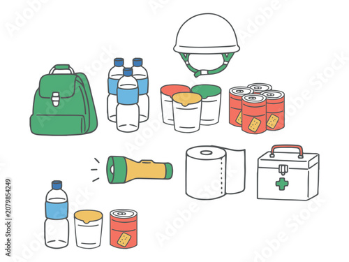 防災用品セットイラスト