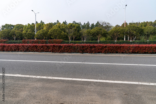 Empty urban road and buildings in the city