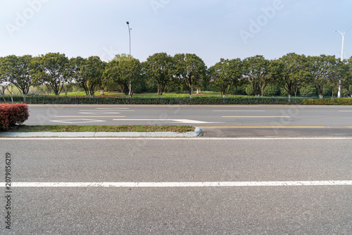 Empty urban road and buildings in the city