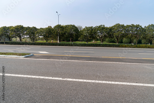 Empty urban road and buildings in the city