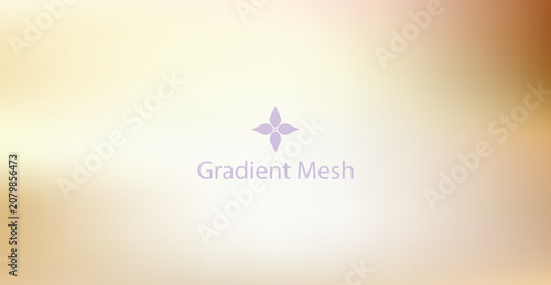 Bright gradient mesh background, with soft yellow, and beige, featuring, a central floral emblem