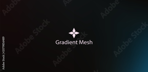 Dark abstract gradient mesh background, with a subtle, starburst and text