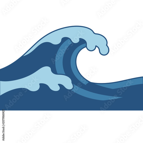 Flat illustration of a breaking ocean wave