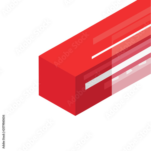 Isometric 3D Letter F in Red and White