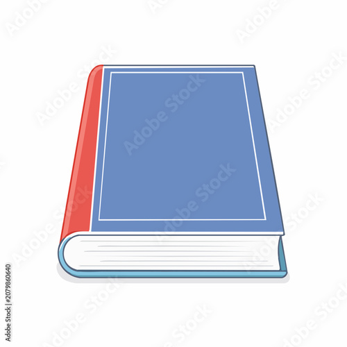 Illustration of a closed book with blue cover and red spine