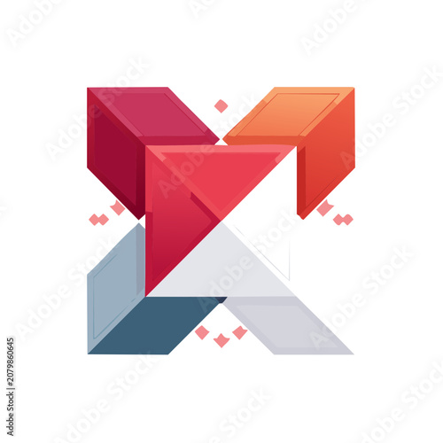 Abstract Geometric Letter X Vector Design