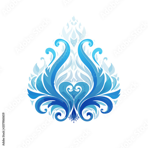 Blue ornamental floral scrollwork vector design
