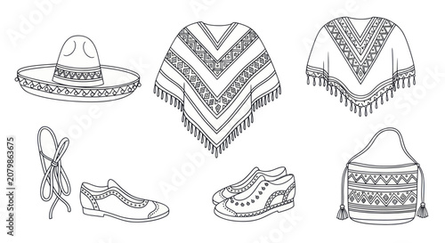 Bild auf Leinwand Traditional Mexican Clothing and Accessories Collection.