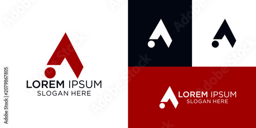 Abstract Letter A with Dot Human Logo Design for Innovative Business