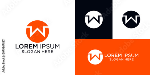 Minimalist Letter W Circle Logo Design Template for Corporate Business