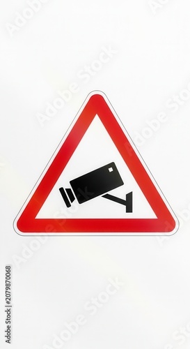 Warning Sign: Surveillance Camera Alert Symbol Against a Plain White Background Design