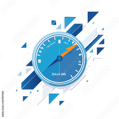 Flat Design Speedometer Gauge with Geometric Background