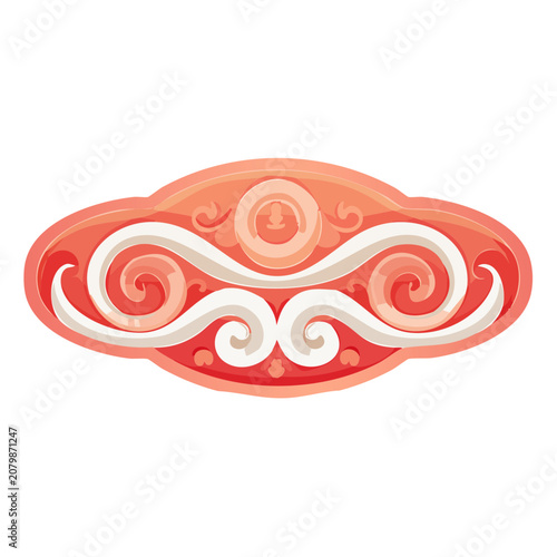 Red and pink ornamental scrollwork vector design