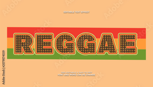 Photography Reggae editable text effect with Rastafarian flag colors and cannabis leaf patte