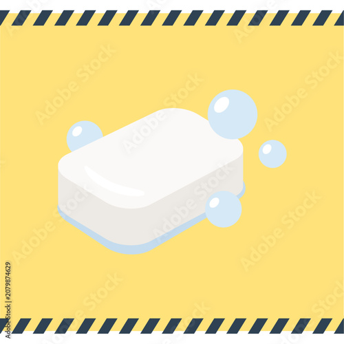 Принти на полотні 固形石鹸と泡のイラスト 衛生対策 Bar soap and bubbles illustration hygiene measures