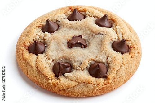 A chocolate chip cookie with a bite taken out of it