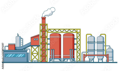 Industrial factory vector illustration for manufacturing, engineering, and industrial design project
