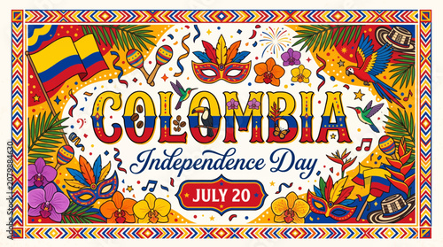 Vibrant colombia independence day celebration with festive colors _El Grito de Independencia _ July twentieth