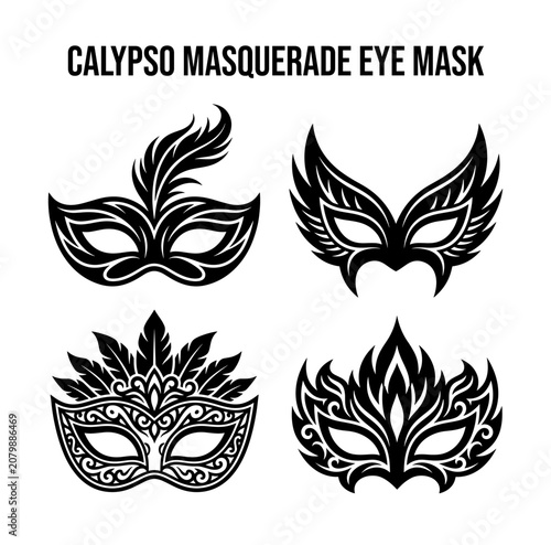 Фотография Decorative calypso masquerade masks set for party and carnival design