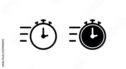 Fast Stopwatch Icon, Speed Timer Symbol, Minimal Clock Graphics