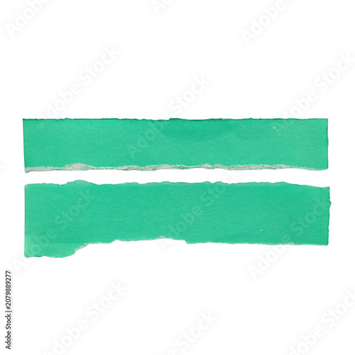 Green curved paper or plastic strip set on plain surface isolated on transparent background