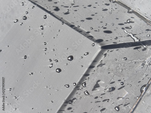 Bild auf Leinwand Detailed view of a hydrophobic waterproof material with water beads