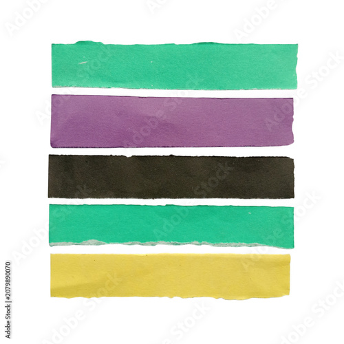 Five horizontal colorful stripes banner design isolated on transparent background
