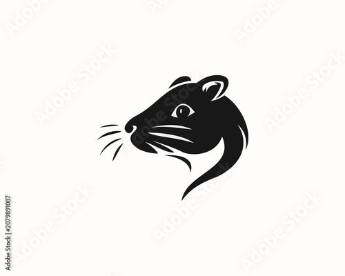 elegant head mouse art style silhouette profile logo design template illustration inspiration