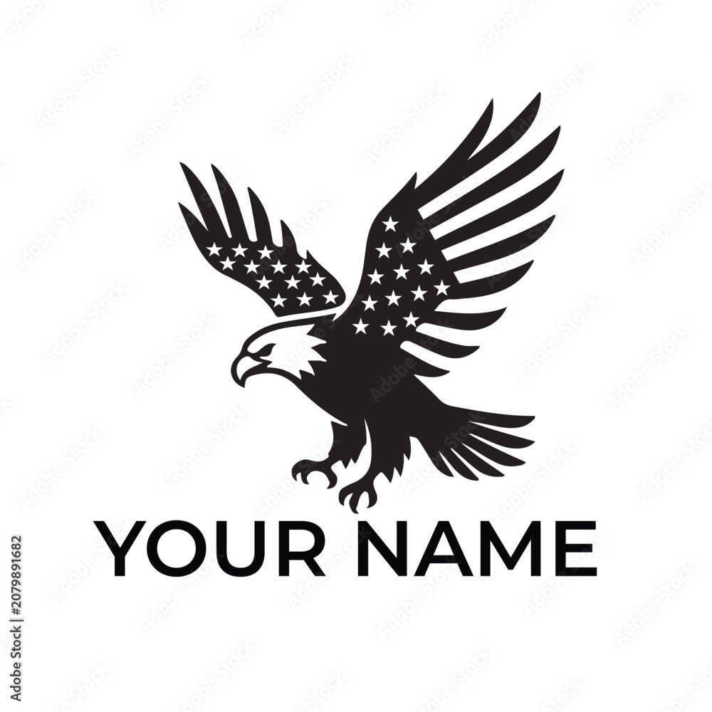Fototapeta premium American eagle logo with stars and stripes wings