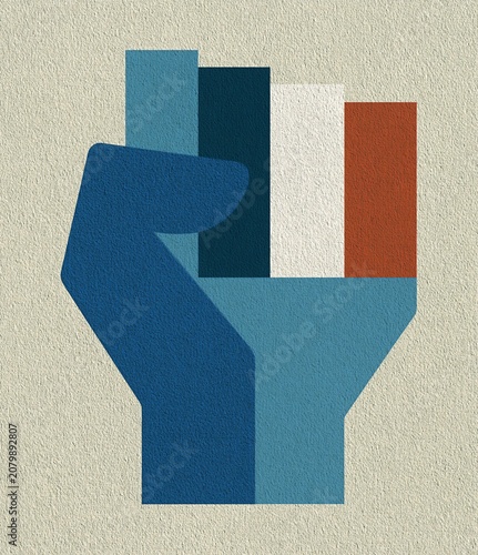 a 'fist of solidarity' symbol depicting folks of different backgrounds coming together to be stronger as one