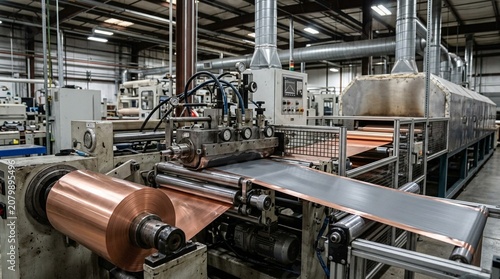 Battery electrode slurry coating machine in battery manufacturing plant electrode film being coated onto copper foil roll-to-roll coating production line