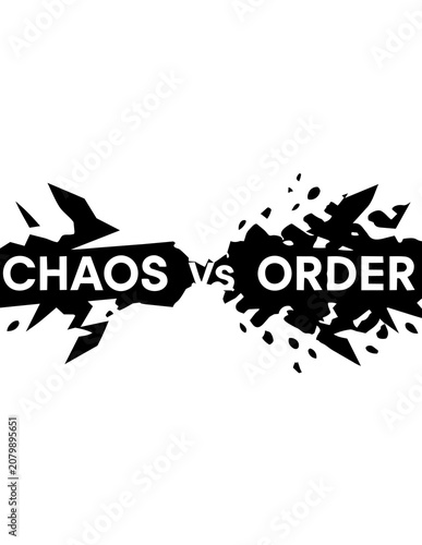 Fotografía Chaos versus Order Conflict Concept.