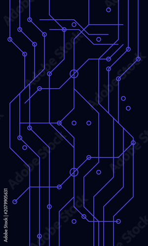 Abstract Digital Circuit Board Background with Neon Purple Traces