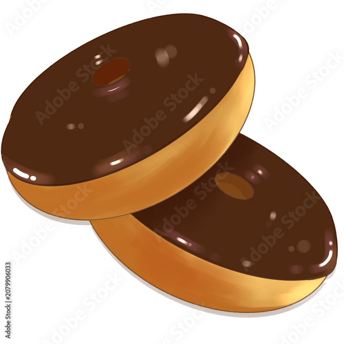 Food Illustration of chocholate glaze Donut  