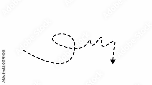 Hand Drawn Doodle Arrow Down Loopable Animation - Dotted Arrow Moving Alpha Channel 4K