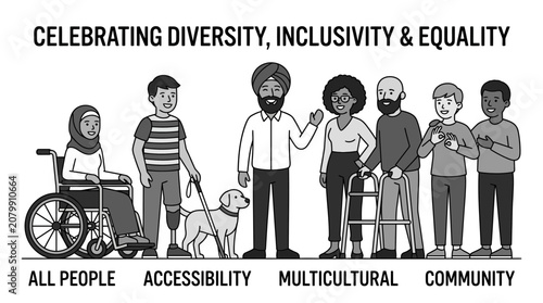 Celebrating diversity inclusivity and equality for all people illustration.