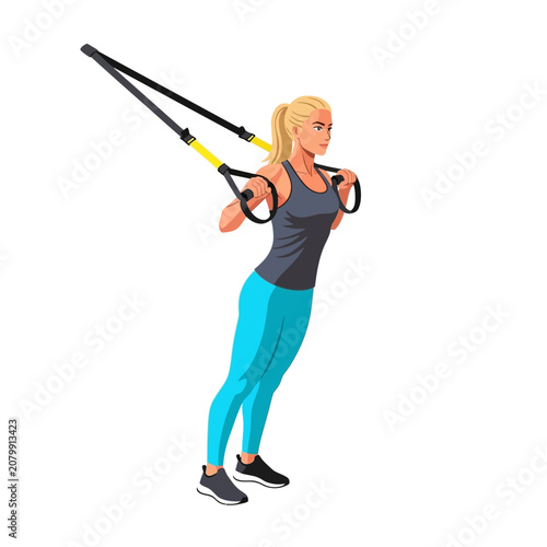 Female TRX Suspension Trainer with Straps